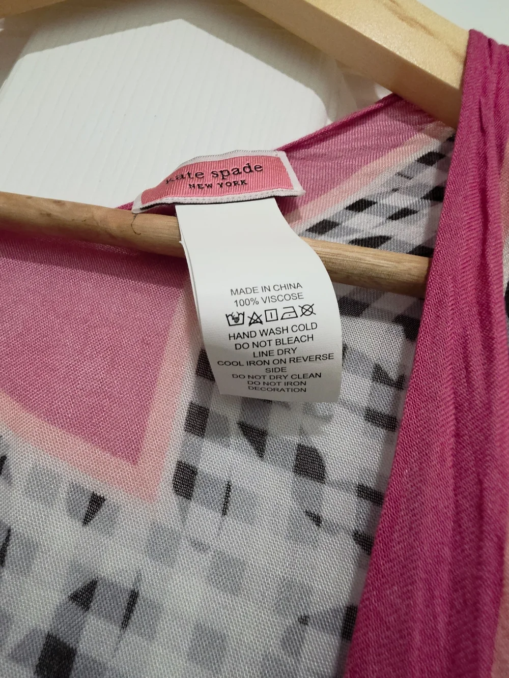 kate spade Black and White Checked Floral Kimono Coverall with Pink Trim